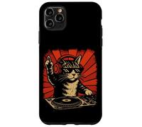 Funny DJ Cat Disco Sound Tech Music Art avec écouteurs Coque pour iPhone 11 Pro Max