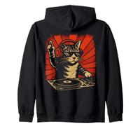 Funny DJ Cat Disco Sound Tech Music Art avec écouteurs Sweat à Capuche