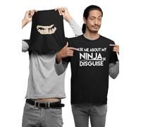 Funny Do You Want to See My Ninja Disguise T-shirt à rabat amusant pour les amateurs de ninja Cadeau pour enfants, adolescents et adultes T-shirt unisexe, Noir , XXL