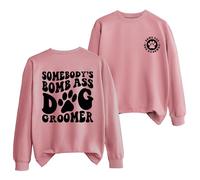 Funny Dog Groomer Sweatshirt, Dog Grooming Shirt,Pet Groomer Pullover, Women Crew Neck Dog Paw Graphic Top
