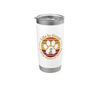 Funny Dog Lover Life Is Great Retro Sunset Gobelet isotherme en acier inoxydable double paroi