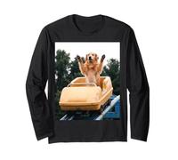 Funny Dog Roller Coaster Meme Silly Graphic Golden Retriever Manche Longue