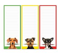 Funny Dogs Lot de 3 blocs-notes magnétiques pour réfrigérateur - 50 feuilles détachables par bloc - 8,9 x 22,9 cm - Bloc-notes pour liste de choses à faire, rappels, recettes, bloc-notes à gratter