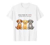 Funny Dogs Make Me Happy Citations Human Make My Head Hurt T-Shirt