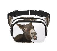 Funny Donkey Sac banane carré double couche Sac de poitrine Sac à bandoulière Sac de course à pied Voyage Randonnée, Noir , Taille unique