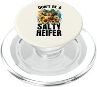 Funny Dont Be A Salty Heifer Vache Fleur Rétro Sarcastique Mignon PopSockets PopGrip pour MagSafe
