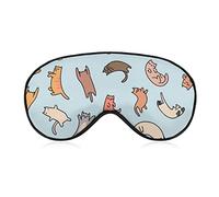 Funny Doodle Cats Sleep Mask Night Cover Eye pour Femmes Hommes BlockLight pour Avion Voyage Sieste Sangle Réglable