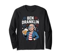 Funny Drunk Benjamin Franklin Independence Day Drinking Manche Longue