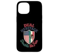 Funny Dual Heritage DNA Mexican American Pride Art Femmes Hommes Coque pour iPhone 15