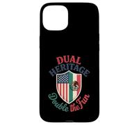 Funny Dual Heritage DNA Mexican American Pride Art Femmes Hommes Coque pour iPhone 15 Plus