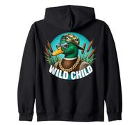 Funny Duck Hunting Wild Child Cool Retro Style Sweat à Capuche