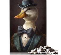 Funny Duck in A Suit Puzzles 1000 Pièces Cadeau Unique Jeu Éducatif Challenge Toy À De Qualité Supérieure Peinture Art pour Adultes Enfants 1000pcs (38x26cm)