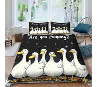 Funny ducks Housse de Couette Microfibre Hypoallergique 3 pièces Imprimé en 3D Confortable Cartoon style de humor Parure de Lit avec 2 Taies d'oreiller Super Douce for Garçon Single（135x200cm）