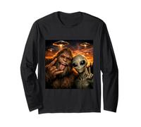 Funny Duo Bigfoot Alien Selfie Rencontre UFO Humour Manche Longue