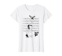 Funny Eagles Jouant avec de la Musique Eagle Notes T-Shirt Graphique avec Valeur, Femme, Blanc, M