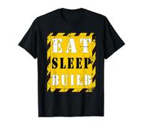 Funny Eat Sleep Build Construction Worker Builder Architecte T-Shirt