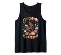 Funny Education is Freedom Saying Floral Reader Black Women Débardeur