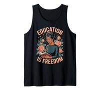 Funny Education is Freedom Saying Floral Reader Black Women Débardeur