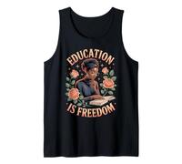 Funny Education is Freedom Saying Floral Reader Black Women Débardeur