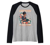 Funny Education is Freedom Saying Floral Reader Black Women Manche Raglan