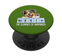 Funny Elements of Happiness Black Australian Shepherd Lover PopSockets PopGrip Adhésif