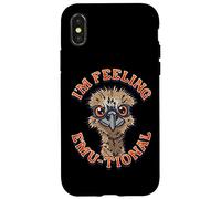 Funny Emu I’m Feeling Emu-tional Emu Pun Coque pour iPhone X/XS