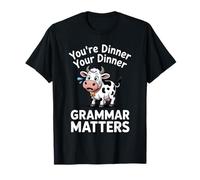 Funny English Grammar Matters Cow Ponctuation Save Life T-Shirt