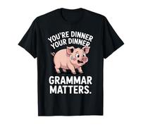 Funny English Grammar Matters Pig Ponctuation Save Life T-Shirt