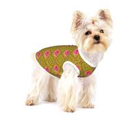 Funny Face Peach - Grand t-shirt extensible pour chien, doux, frais et sans manches à rayures - Vêtements respirants pour chiot, chaton, chat - Taille S