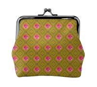 Funny Face Peach Petit porte-monnaie rectangulaire pour femme avec serrure à baiser, format de poche, mini porte-monnaie pour femme