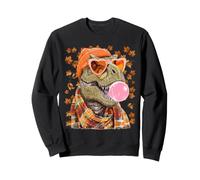 Funny Fall T-Rex avec Lunettes de Soleil Feuilles d'automne et Chewing-Gum Sweatshirt