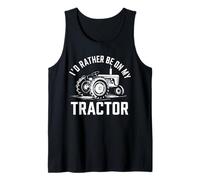 Funny Farm Rancher I'd Rather Be on My Tractor Humour Farmer Débardeur