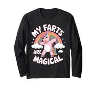 Funny Farting My Farts Are Magical Pink Unicorn Women Kids Manche Longue