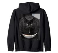 Funny Fat Cat Cereal Bowl Grumpy Black Cat Humor Sweat à Capuche