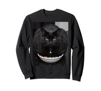 Funny Fat Cat Cereal Bowl Grumpy Black Cat Humor Sweatshirt