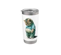 Funny fat Cat IA art design print Gobelet isotherme en acier inoxydable double paroi