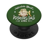 Funny Fathers Day Fisherman GNOME Worlds Best Fishing Dad PopSockets PopGrip Adhésif