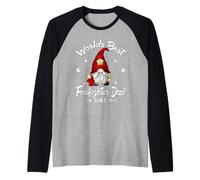 Funny Fathers Day GNOME to Firefighter and Best Fireman Dad Manche Raglan