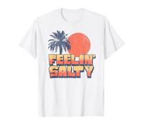 Funny Feelin Salty Retro Sunset Palm Tree Vintage Vacances T-Shirt