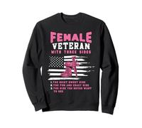 Funny Female Veteran Day Three Sides Patriotic US Flag Women Sweatshirt