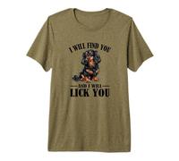 Funny Find You Lick You Black Long Haired Dachshund Lover T-Shirt Haut de Gamme