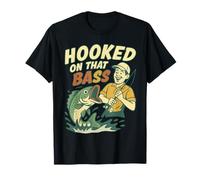 Funny Fisherman Hooked Bass Comic Graphic For Dad T-Shirt