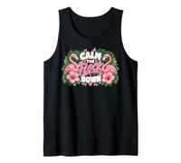 Funny Flamingo Calm The Flock Down Beach Tropical Summer Pun Débardeur