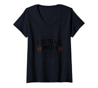 Funny Football Mom : Plus bruyante Que Les Mamans ordinaires T-Shirt avec Col en V, Femme, Noir, M
