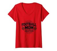 Funny Football Mom : Plus bruyante Que Les Mamans ordinaires T-Shirt avec Col en V, Femme, Rouge, L
