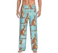 Funny For Kangaroo Zoo Pantalon de pyjama long en polyester pour homme avec poches, blanc, S