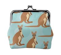 Funny for Kangouroo Zoo Print Double Fermoir Cadre en Métal Cuir Pochette à Change Portefeuille pour Femme avec clés, Petit sac à main, Noir , Taille unique