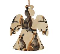 Funny For Kangouroo Zoo Print Lot de 6 décorations à suspendre pour sapin de Noël, ange, cloche, arbre de neige, bonhomme de neige