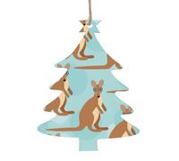 Funny For Kangouroo Zoo Print Lot de 6 décorations de Noël en bois à suspendre avec ange, cloche, arbre et bonhomme de neige