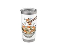 Funny Fox Bol à ramen mignon dessin animé renard kawaii Gobelet isotherme en acier inoxydable double paroi